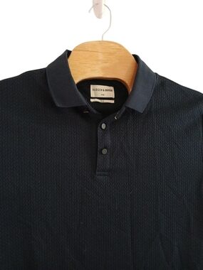 Hudson & Barrow Textured Polo Dark Navy Blue Mens Large